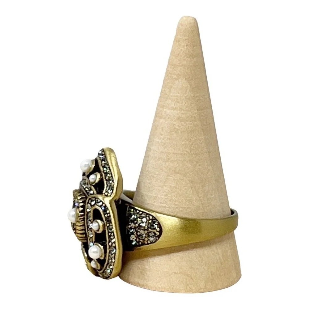 Heidi Daus Pearl Swarovski Crystal Designer Ring